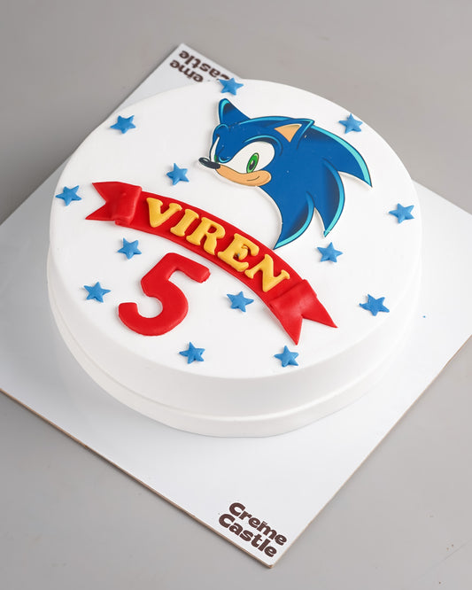 Sonic Print Fifth Birthday Cake