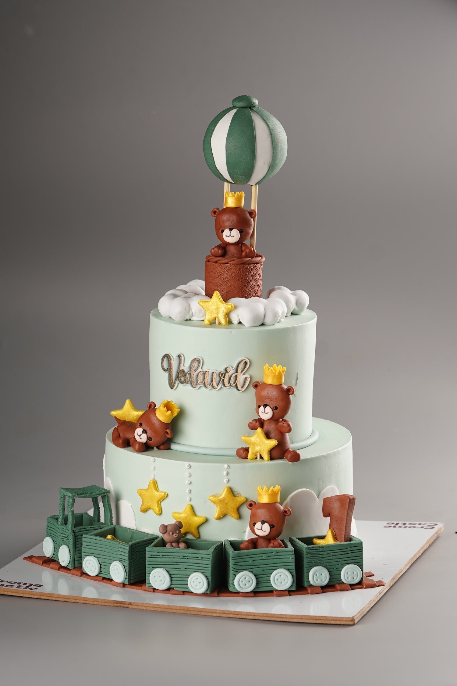 Teddy Train Balloon Cake