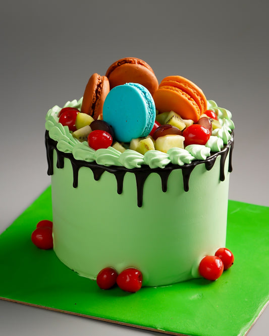 Pistachio Macaron Drip Cake