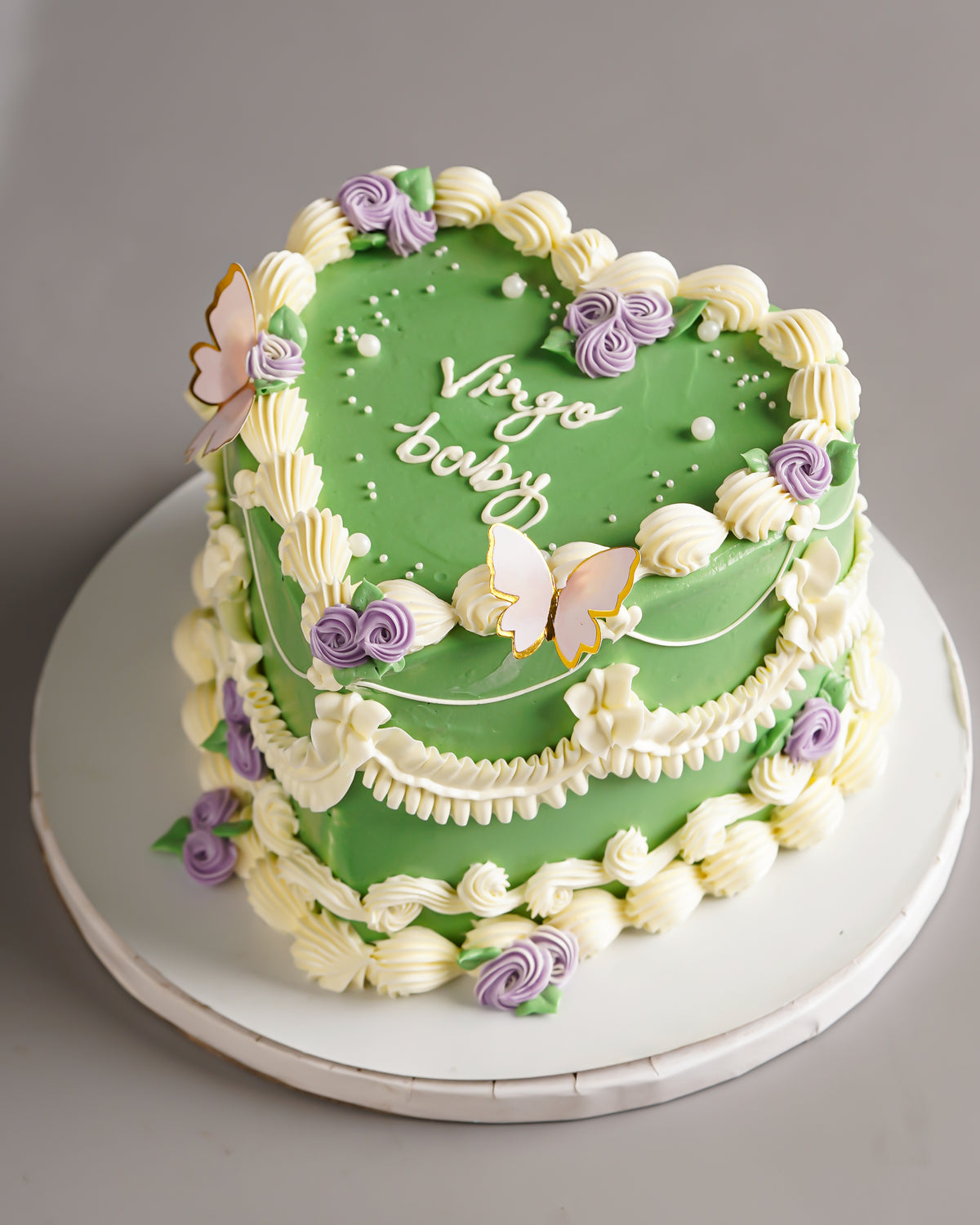 Virgo Baby Vintage Heart Cake