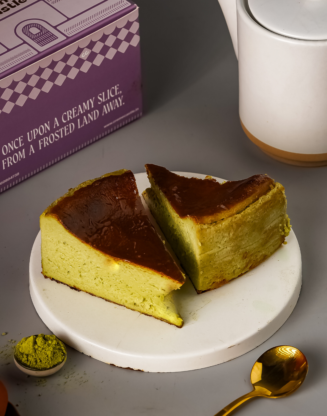 Matcha Basque Cheesecake [2 Pcs] - Creme Castle