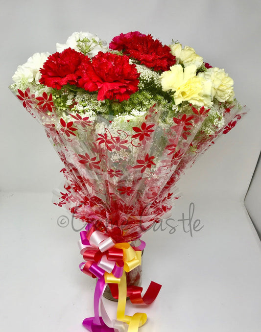 Colorful Carnations Bouquet - Creme Castle