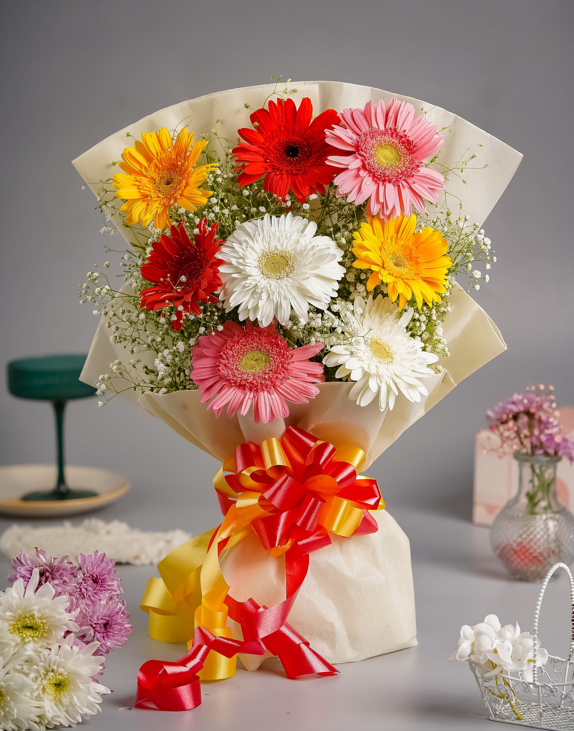 Colorful Gerbera Flowers Bouquet