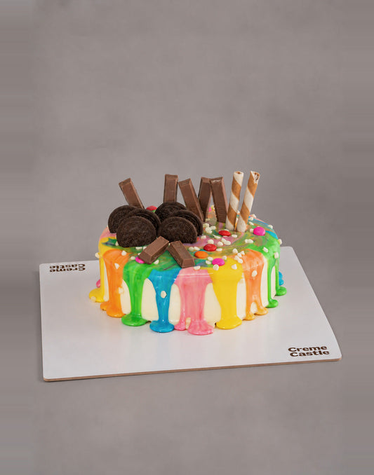 Colorful Drip Cake - Creme Castle