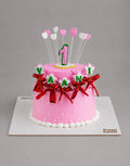 2 Tier Floral Heart Cake for 1st Birthday