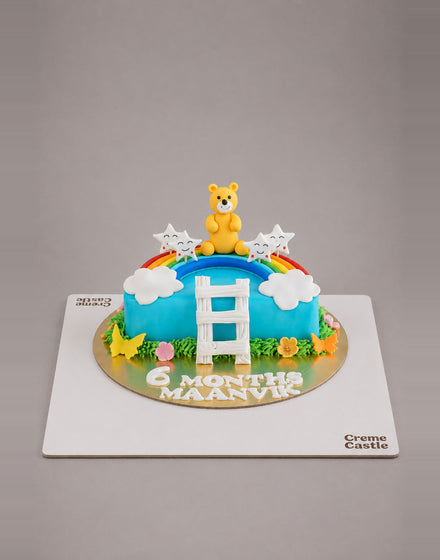 Teddy Half Birthday Cake - Creme Castle