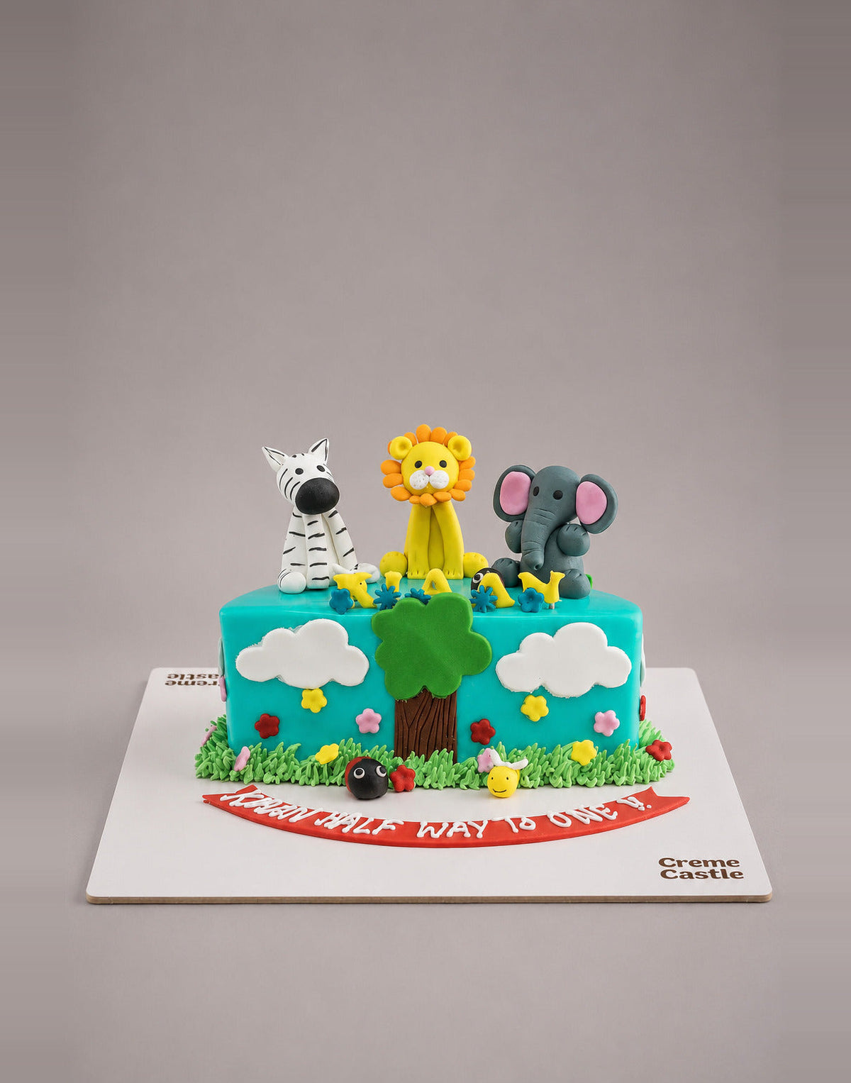 Jungle Half Cake. 6 Months Cake. Half Birthday Cake. Noida & Gurgaon