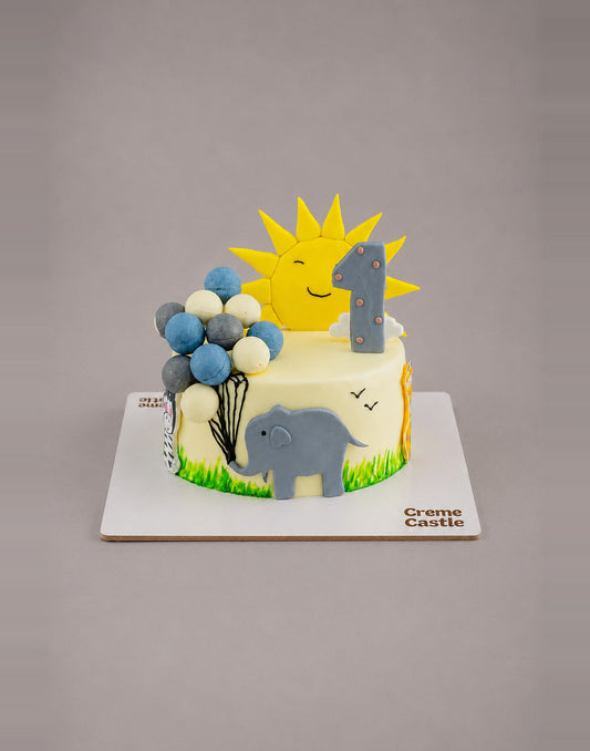 Elephant Cake with Sun by Creme Castle