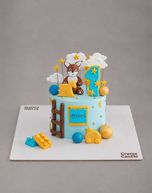 Teddy and ladder Cake - Creme Castle