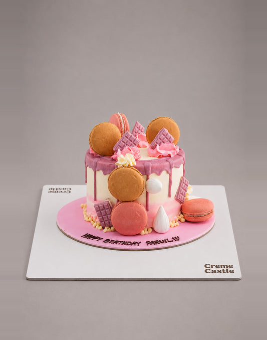 Purple Drip Macaron Cake