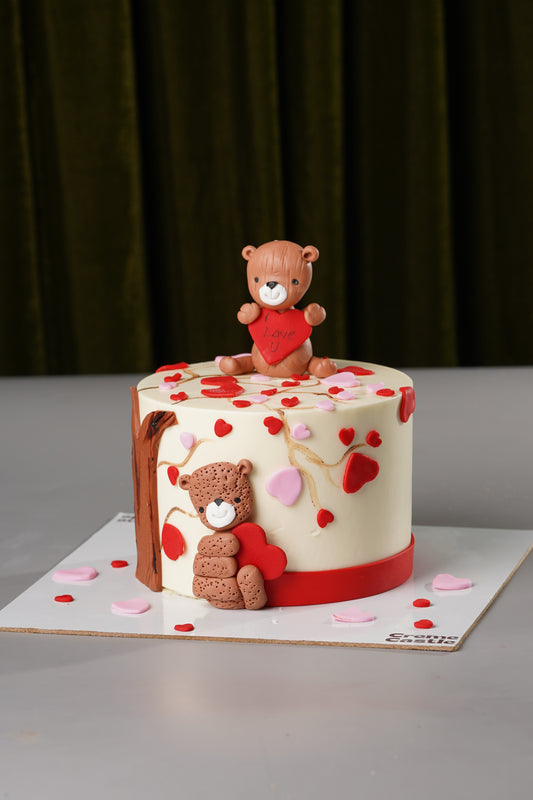 Heart And Bears Cake - Creme Castle