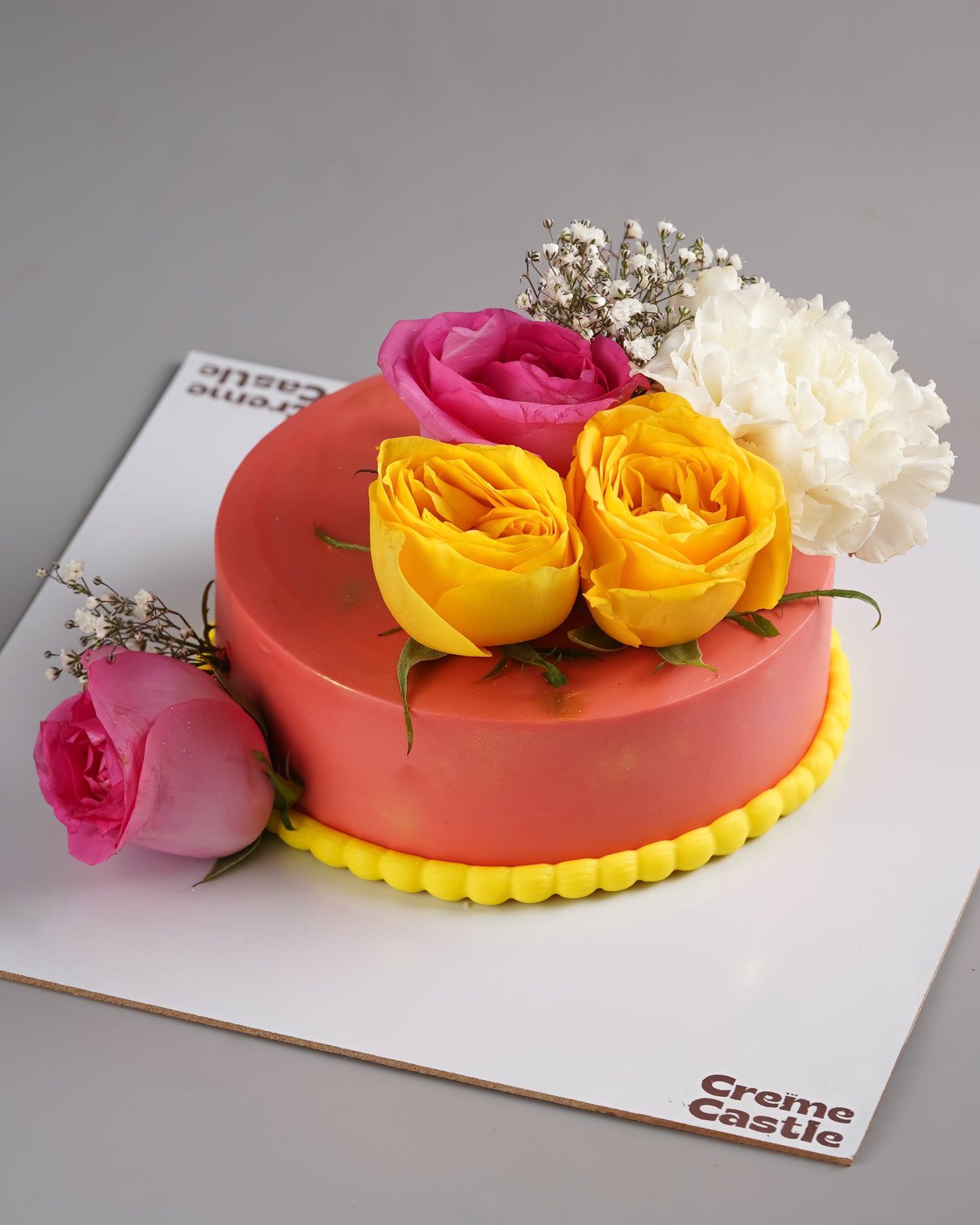 Fresh Flower Cake for First Anniversary - Creme Castle