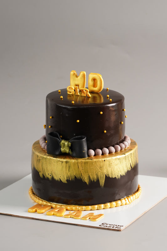 Chocolate and Gold Cake - Creme Castle