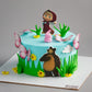 Masha Bear theme Cake in Blue by Creme Castle