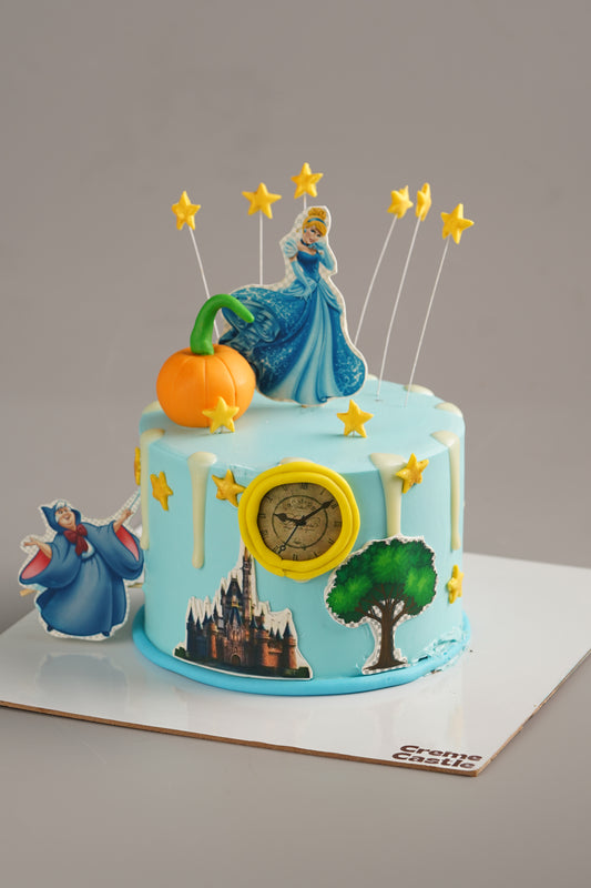 Cinderella Theme Cake in Blue by Creme Castle