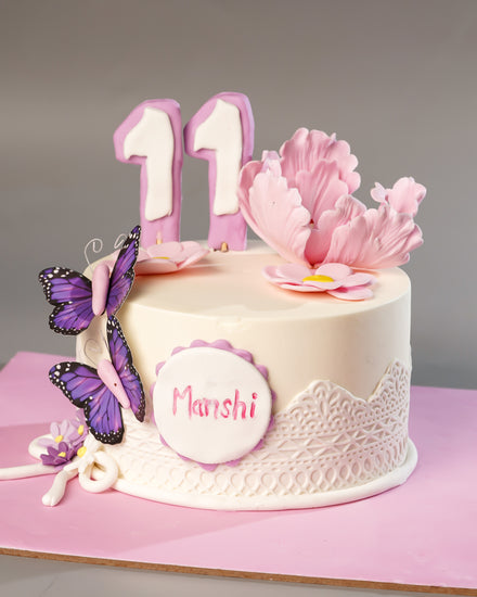 Butterfly Theme Cake in White by Creme Castle