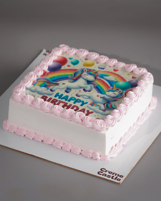 Unicorn Photo Cake - Creme Castle