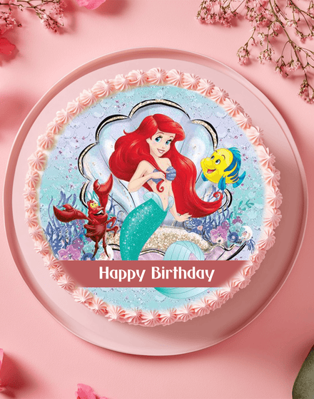 Mermaid Ariel Photo Cake