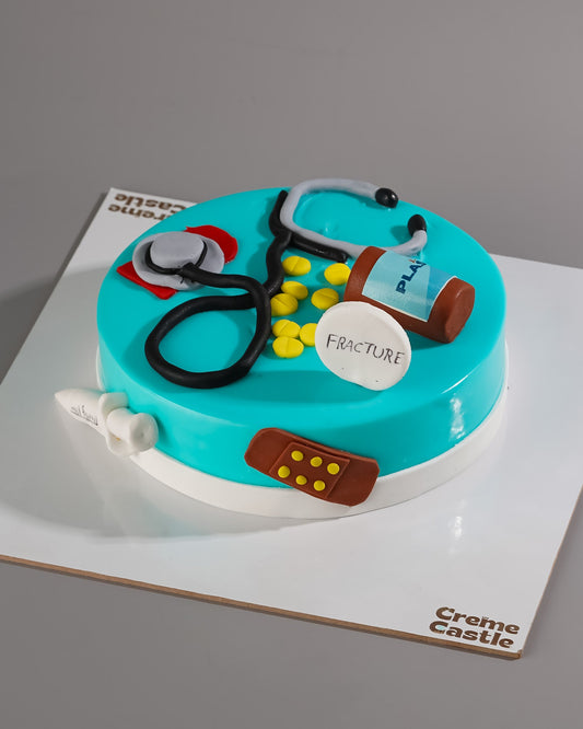 Homeopathy Doctor Theme Cake - Creme Castle