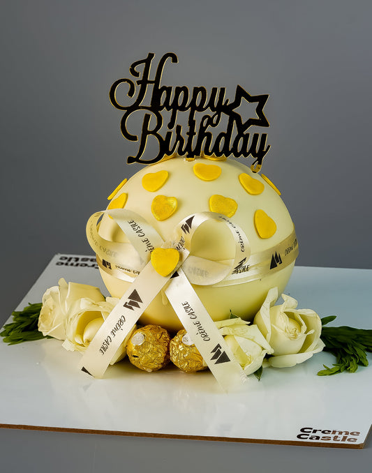 Golden Floral Pinata Cake - Creme Castle