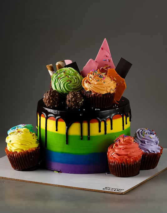Rainbow Drip Cake - Creme Castle