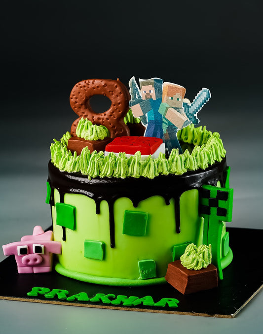 Minecraft Drip Design Cake for Kids