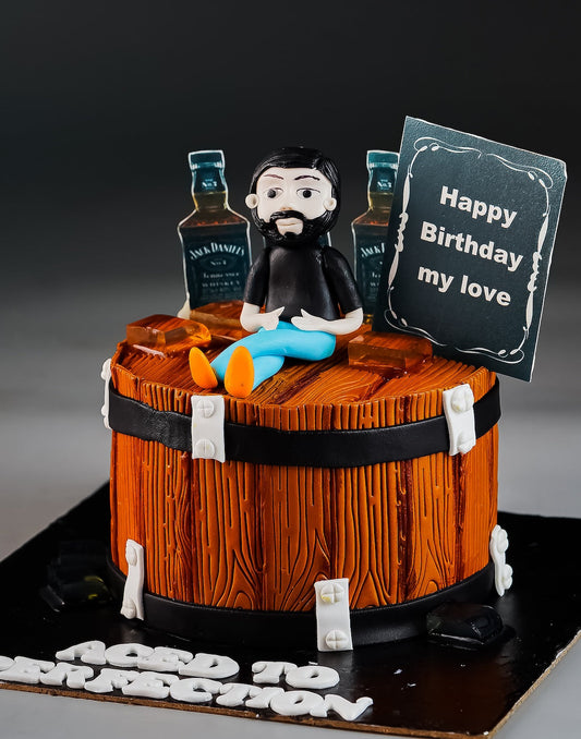 Whiskey Barrel Cake - Creme Castle