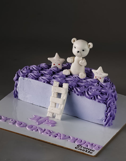 6 Months theme cake in Cream by Creme Castle