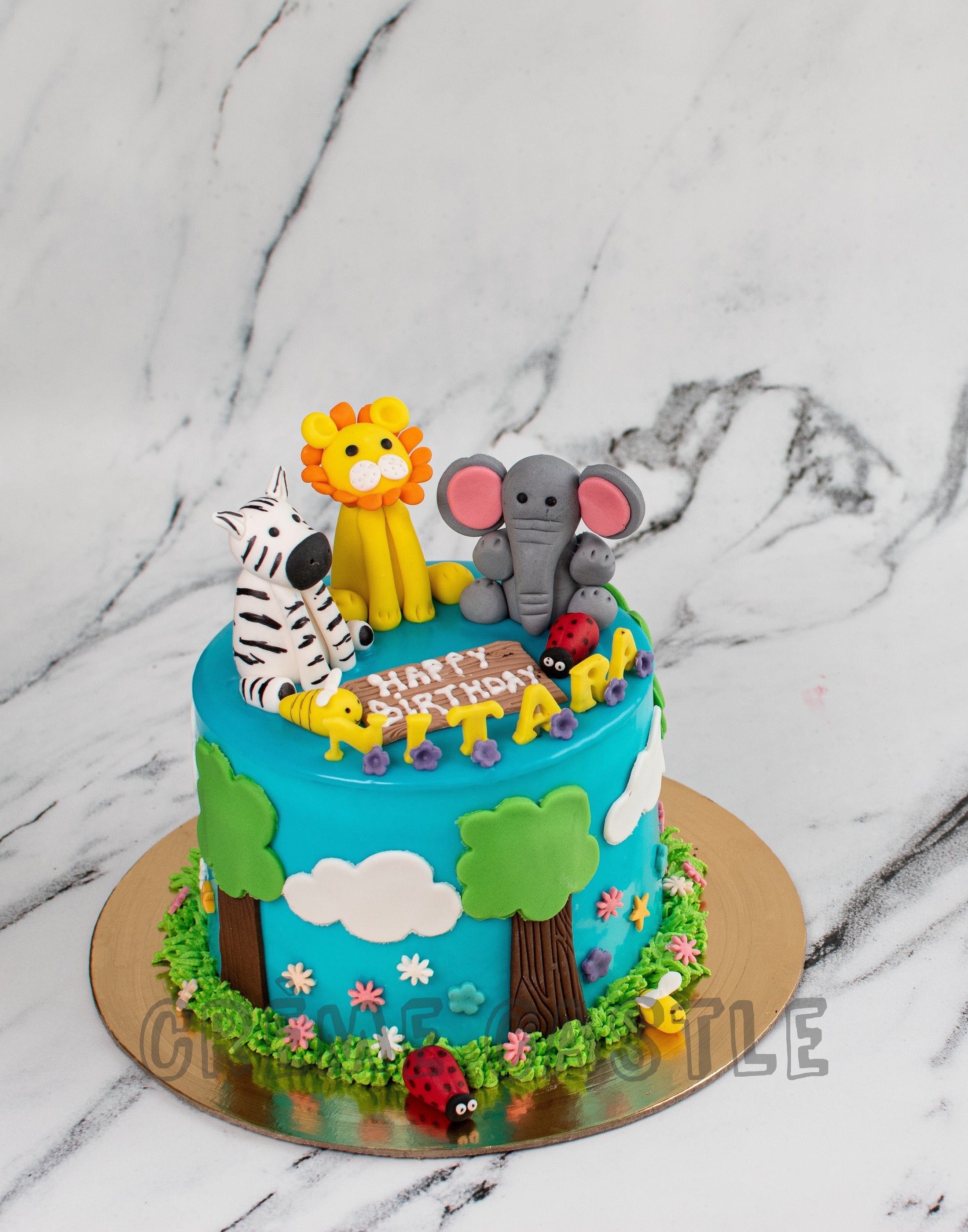 Forest Animal Birthday Cake | Animal Birthday Cake | Order Custom Cakes in  Bangalore – Liliyum Patisserie & Cafe