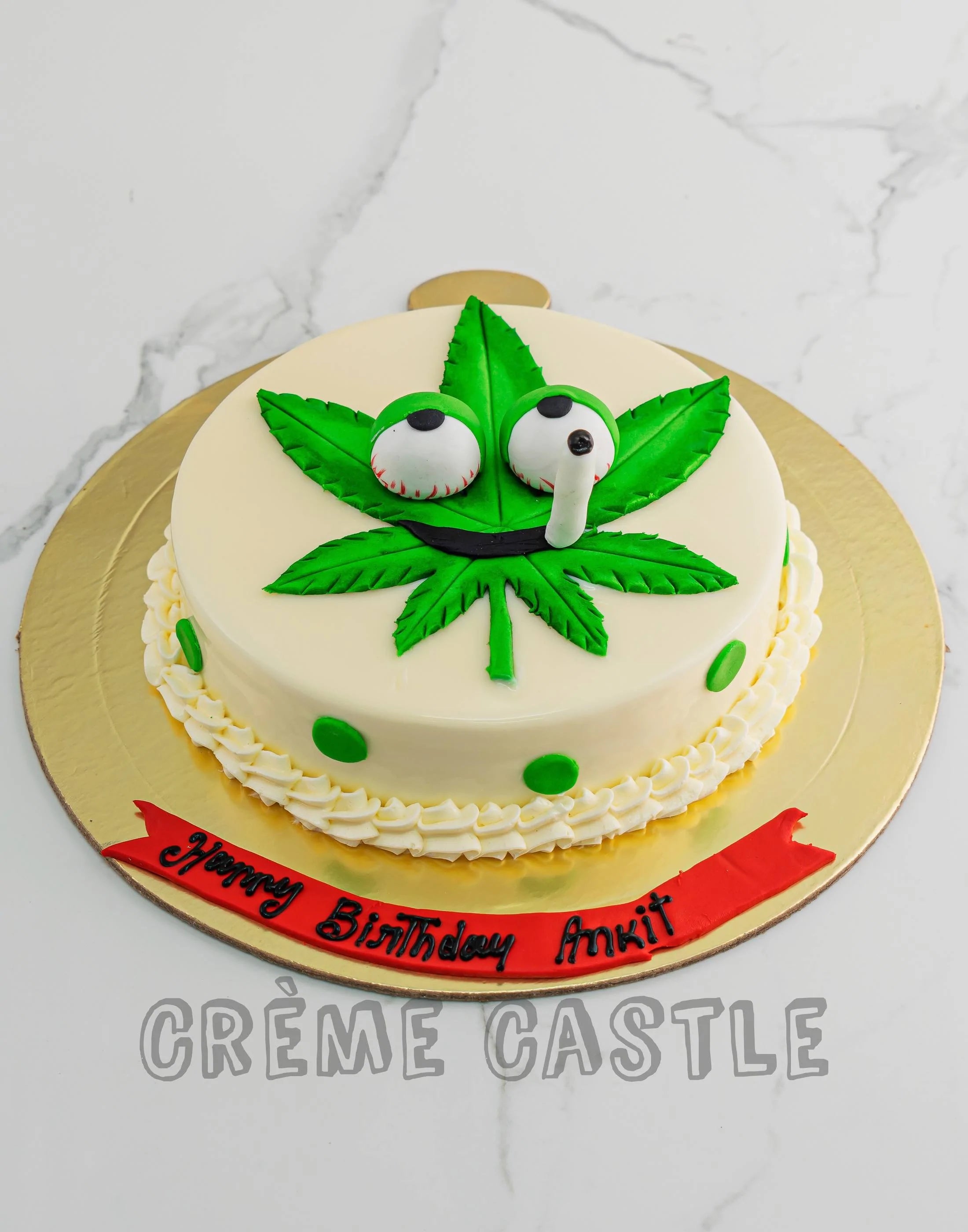 Auckland Cake Art - BANDANA AND WEED cake (no real cannabis in this cake)  This fun 21st cake featured a personalised blue glitter monogram in royal  blue. *Yes I can do other