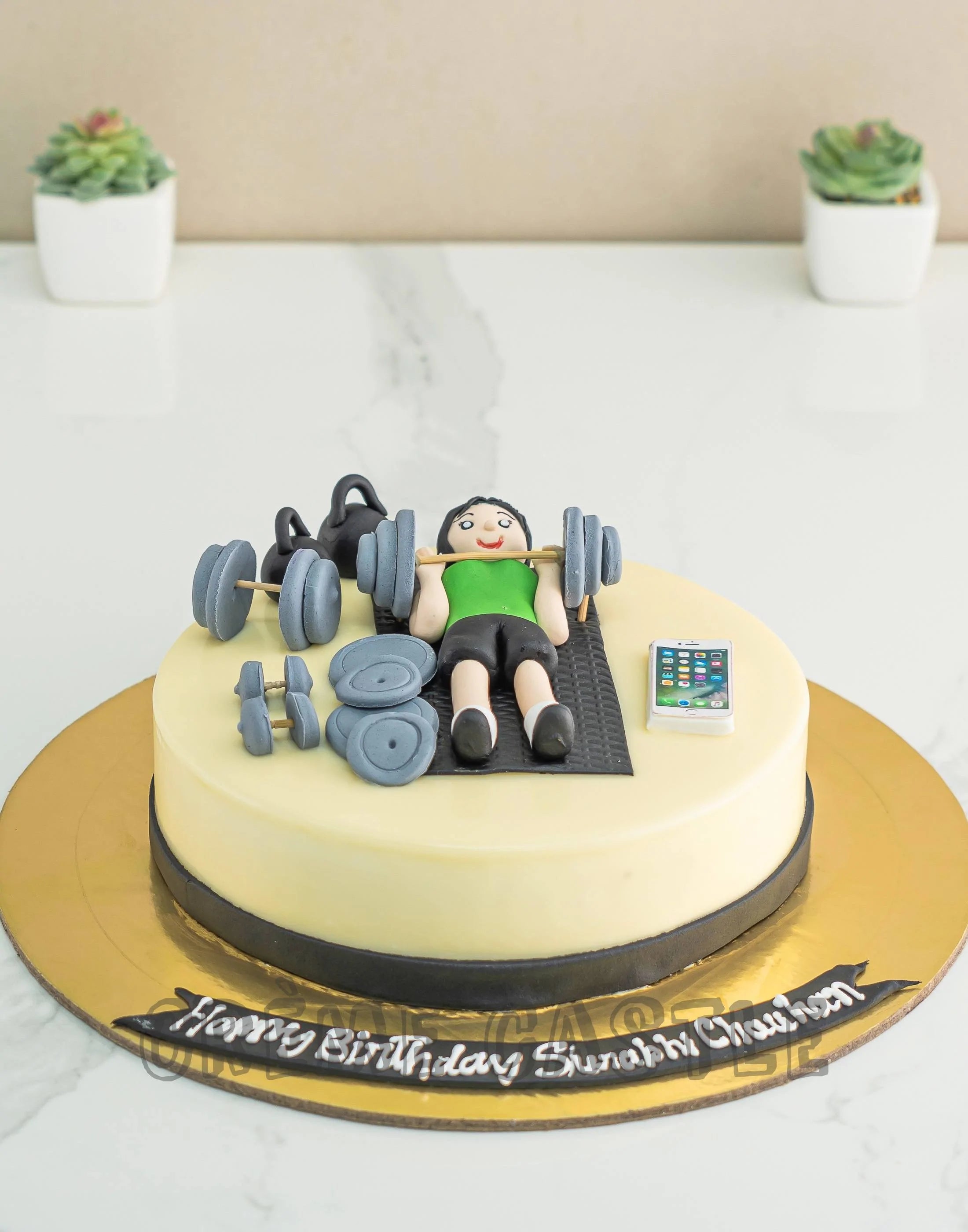 Personalised gym equipment fitness workout weights cake topper decoration |  eBay
