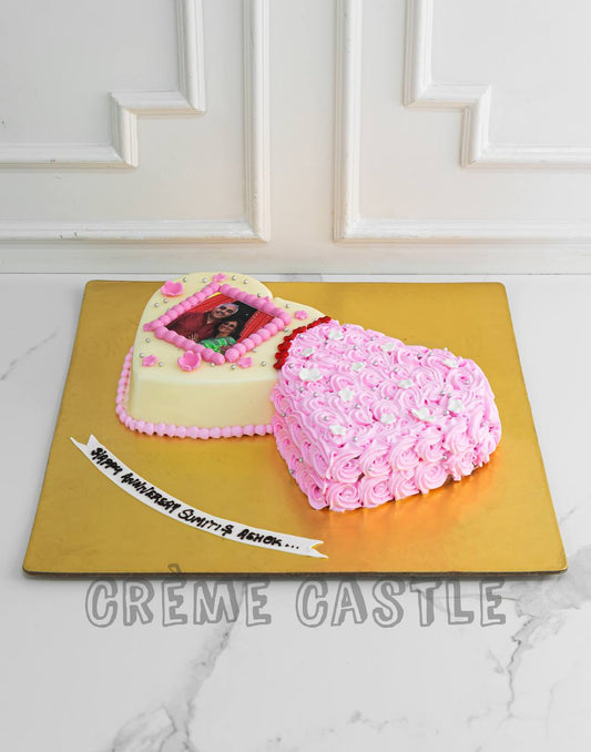 Double Heart Cake - Creme Castle