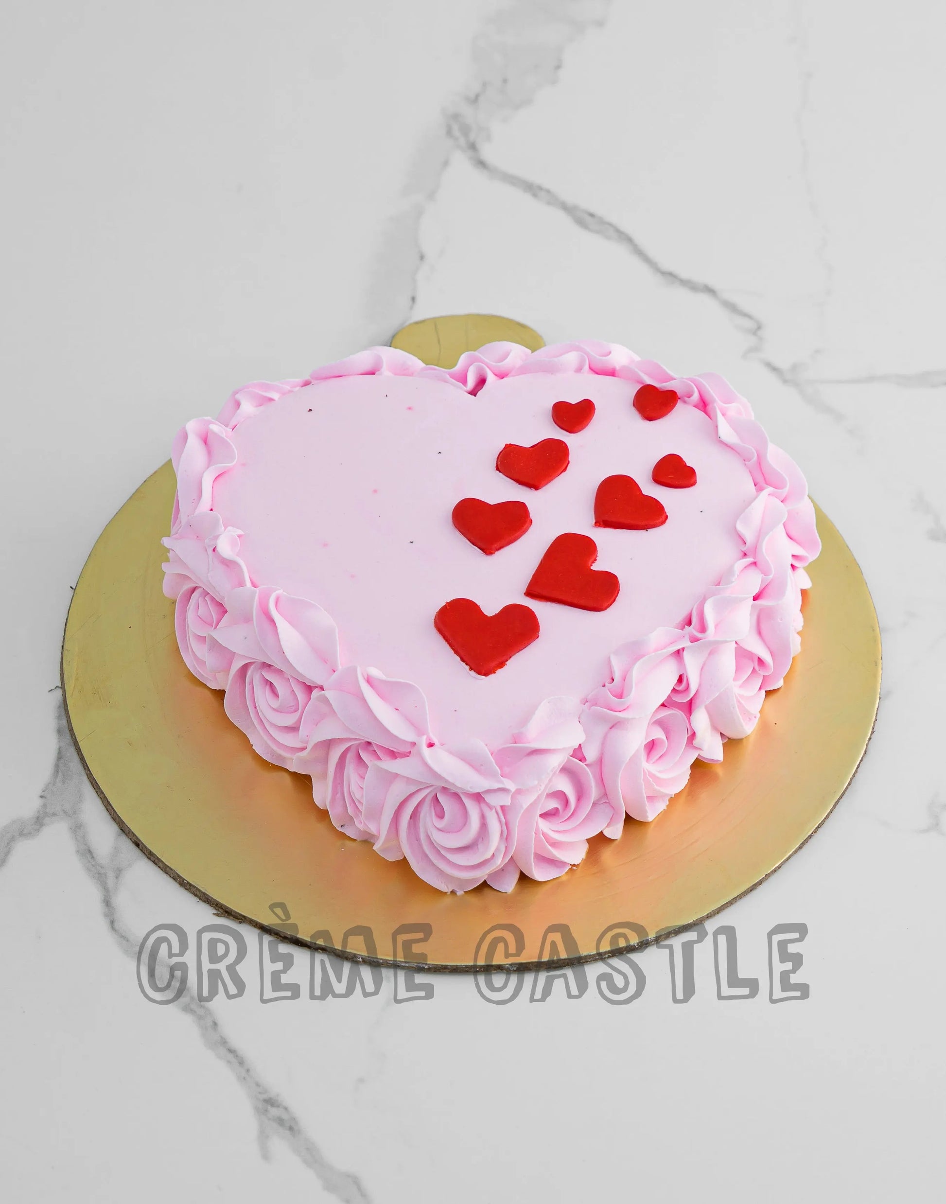 Pink Hearts on Heart Creme Castle