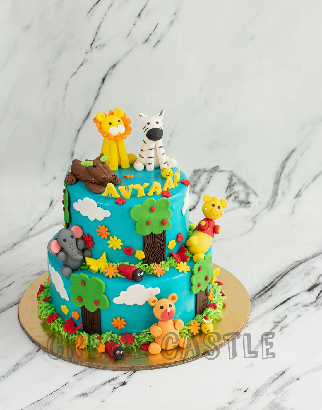 Jungle Theme Tier Cake by Creme Castle