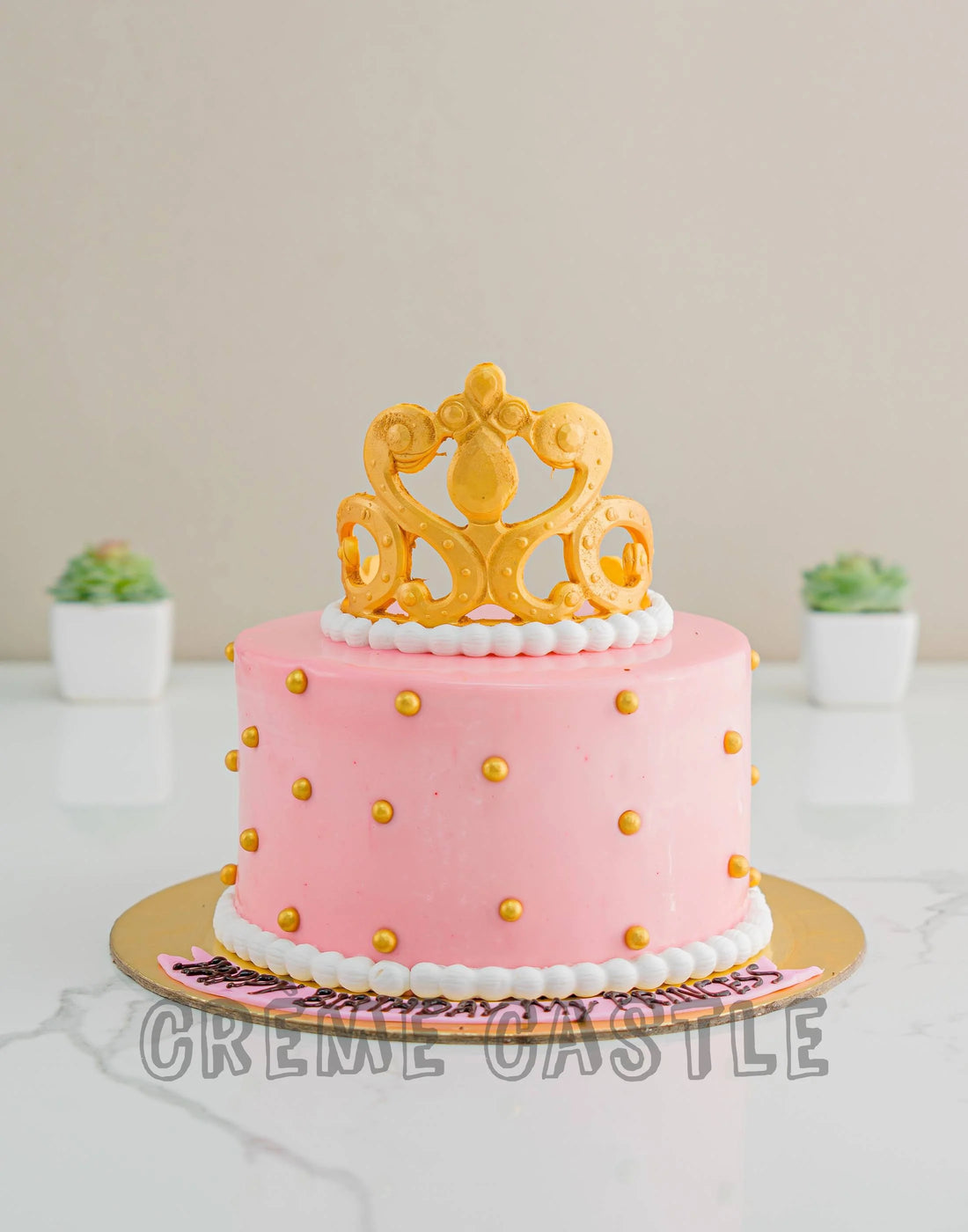 Golden Tiara theme Princess Cake by Creme Castle