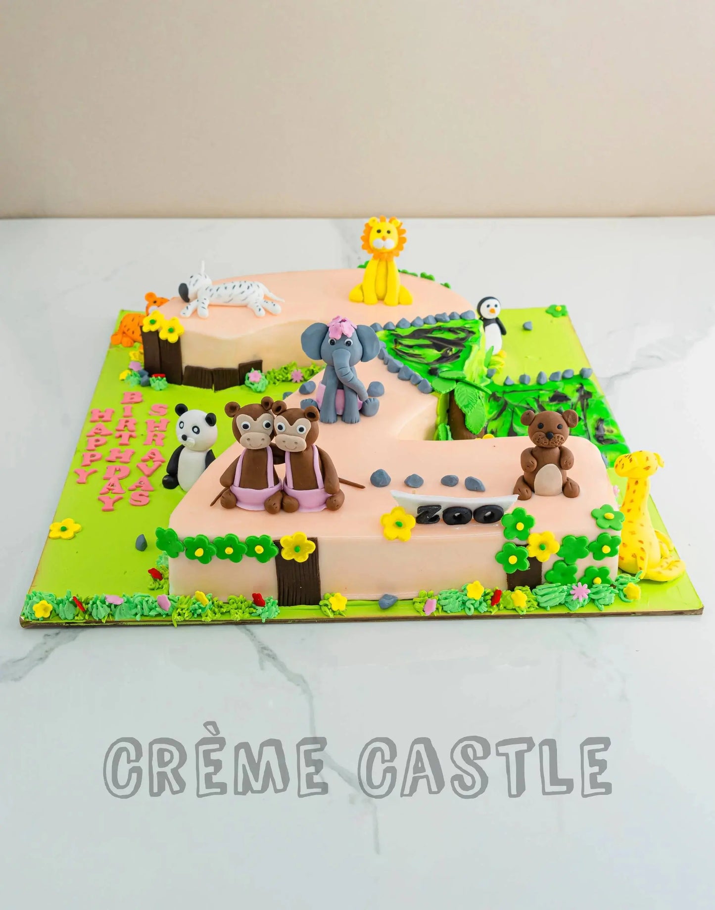 2 Number Shape Jungle Cake. Animal Theme Cake. Noida & Gurgaon