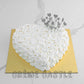 White Rose Heart Cake - Creme Castle