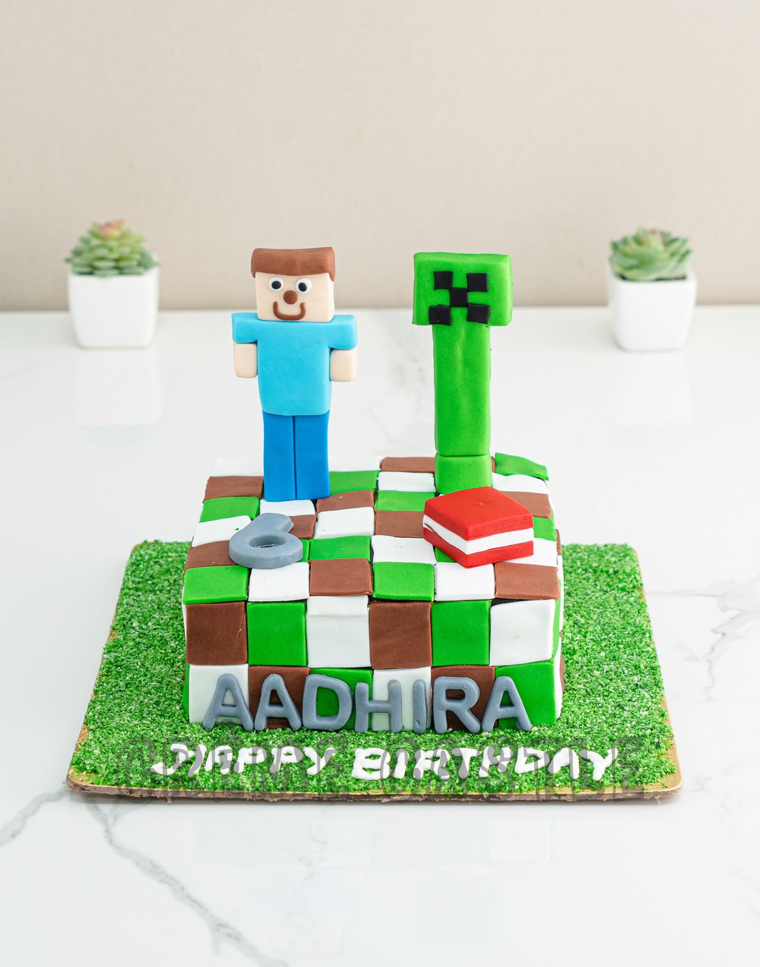 Minecraft Pixels Cake. Computer Game Cake. Noida & Gurgaon