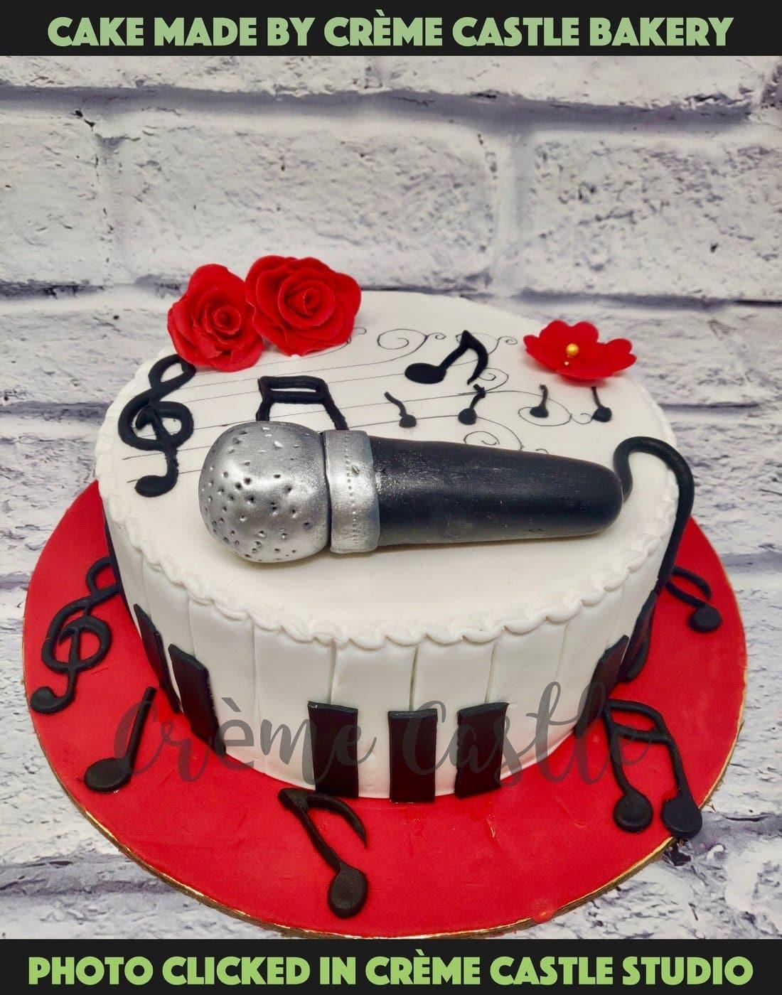 Helen's Cakes Fethiye - A 12 inch square vanilla sponge for the birthday of  a music lover. #vanillasponge #birthdaycake #microphone #musiclover  #cakesfethiye | Facebook