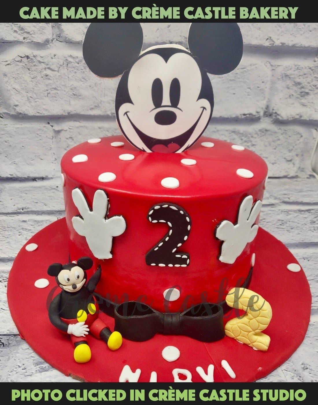 Mickey Theme Red Cake - Creme Castle
