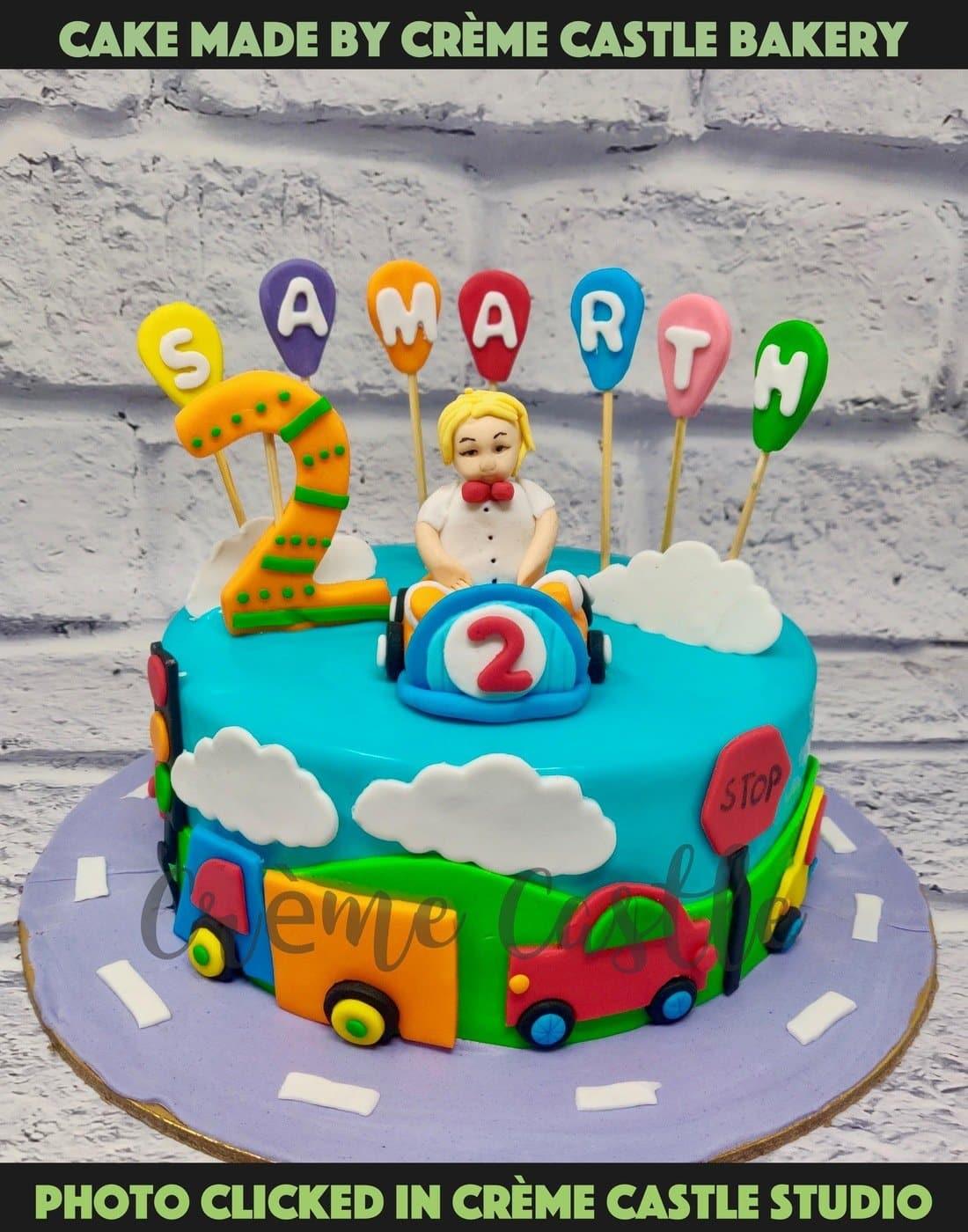 Birthday Cake Designs For Baby Boy - Car theme Cakes with Balloons - Designer Cake in Gurgaon