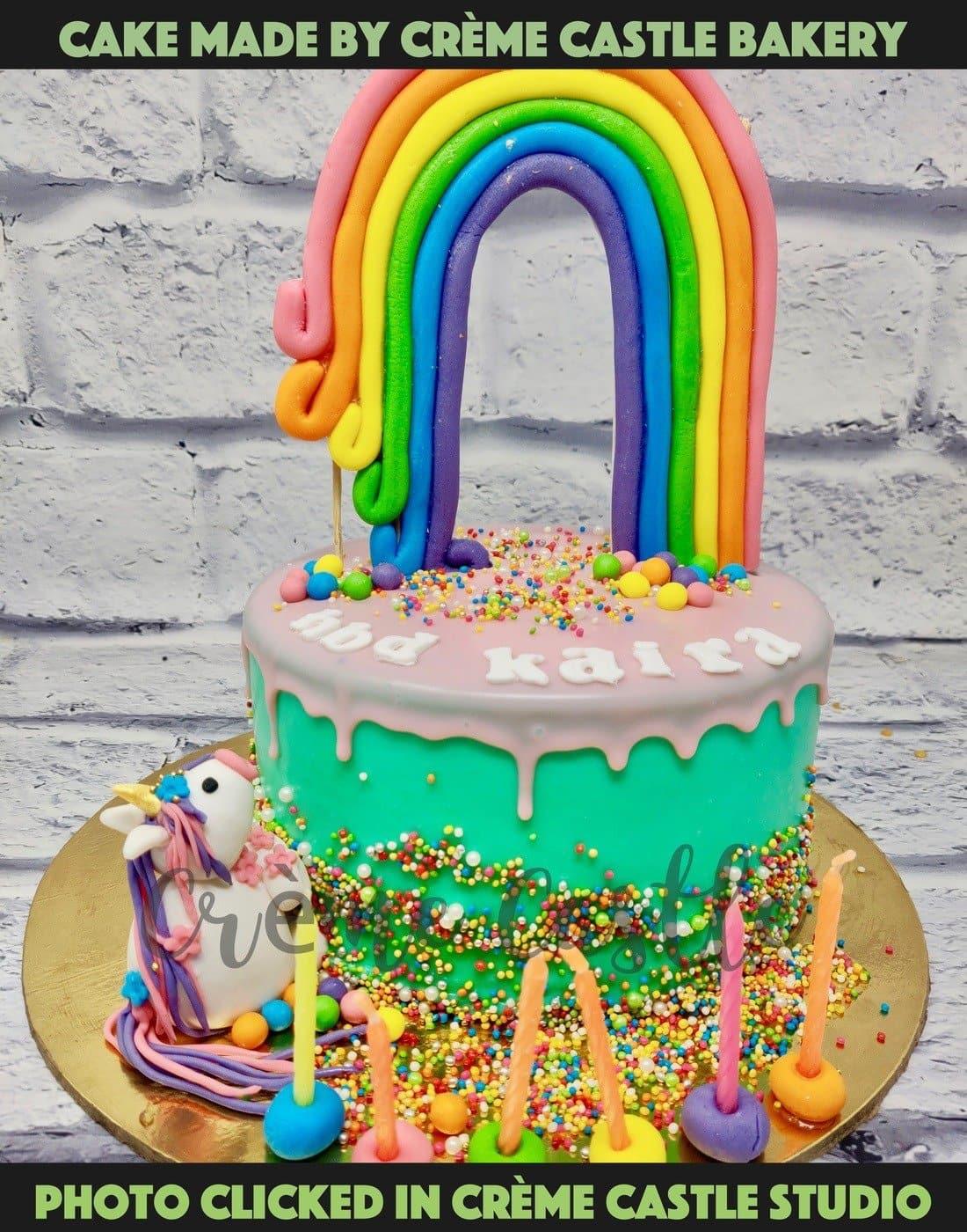 Three Bears Bakery on Instagram: “A super colourful rainbow and unicorn  themed cake for a lucky 7 year … | Candy birthday cakes, Themed cakes,  Rainbow birthday cake