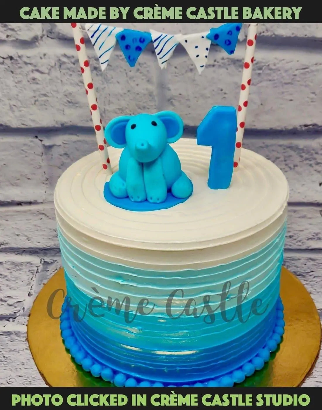 Baby Elephant colour tones cake - Creme Castle