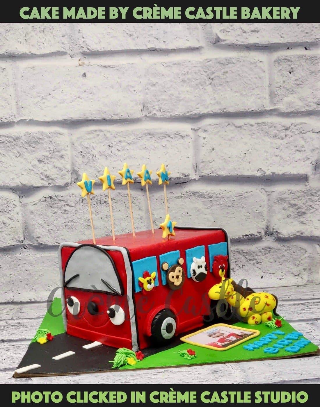 How to make Bus Theme Cake | Bus Designer Cake | Bus Cake Decoration | Bus  Cake | Without Fondant - YouTube