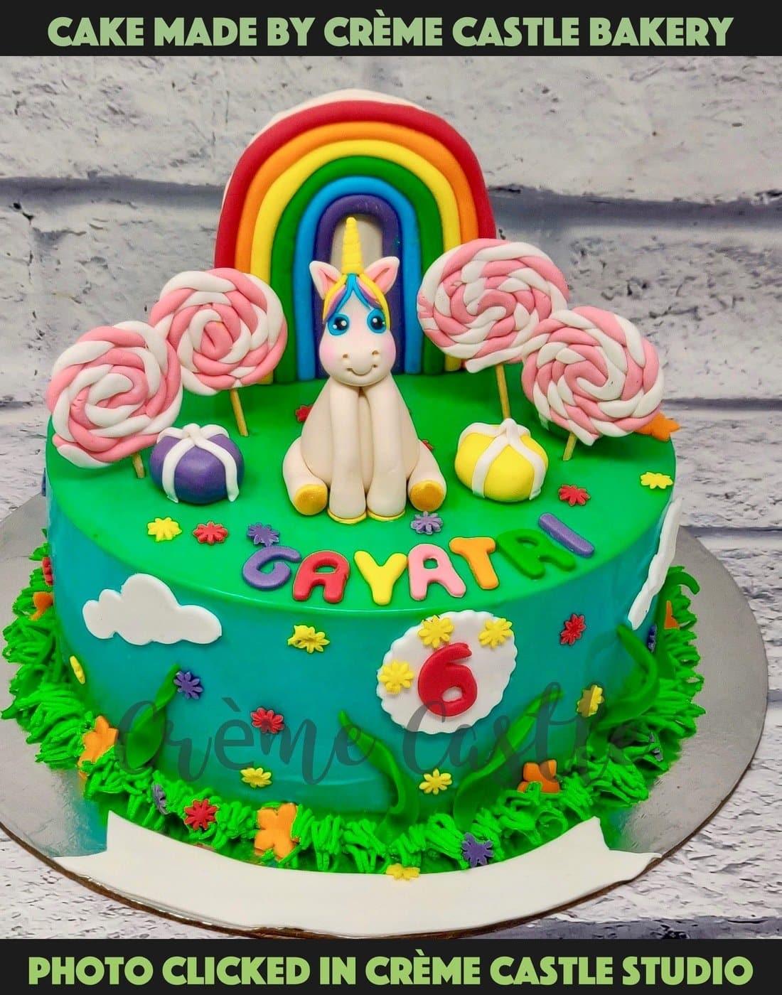 Rainbow and Unicorn Cake 2 - Creme Castle