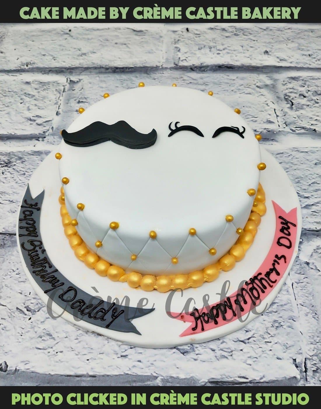 Moustache and Eye Brows cake - Creme Castle