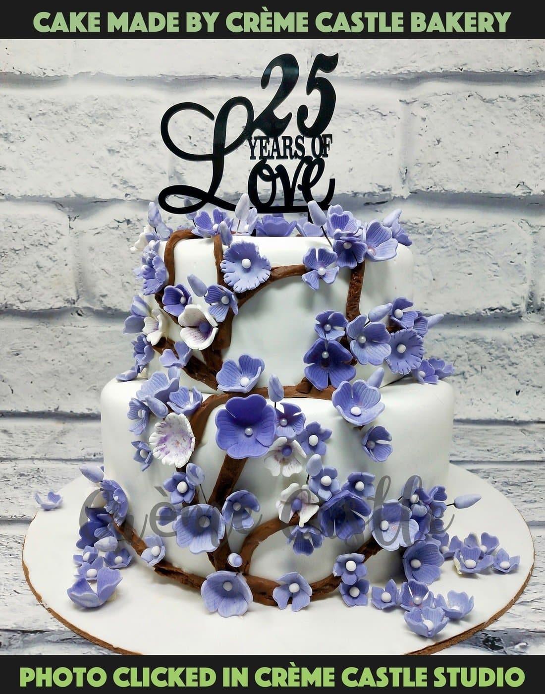 Purple Floral Cake. Wedding Cake. Engagement Cake. Noida Gurgaon