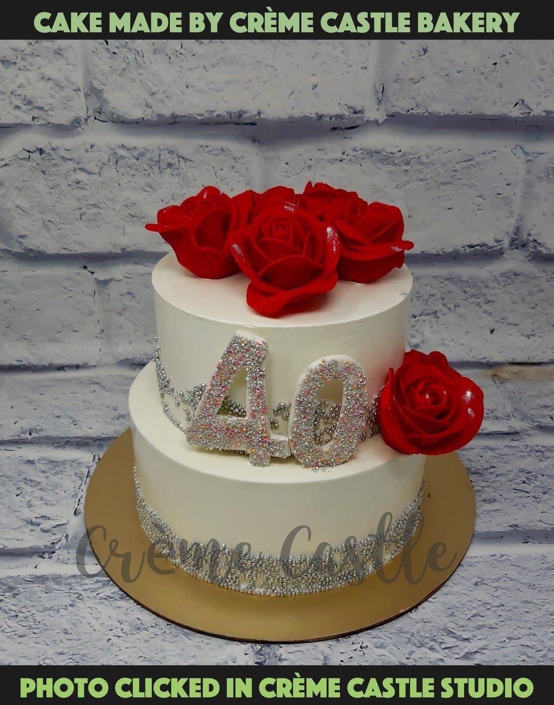 Red Rose Tier Cake - Creme Castle
