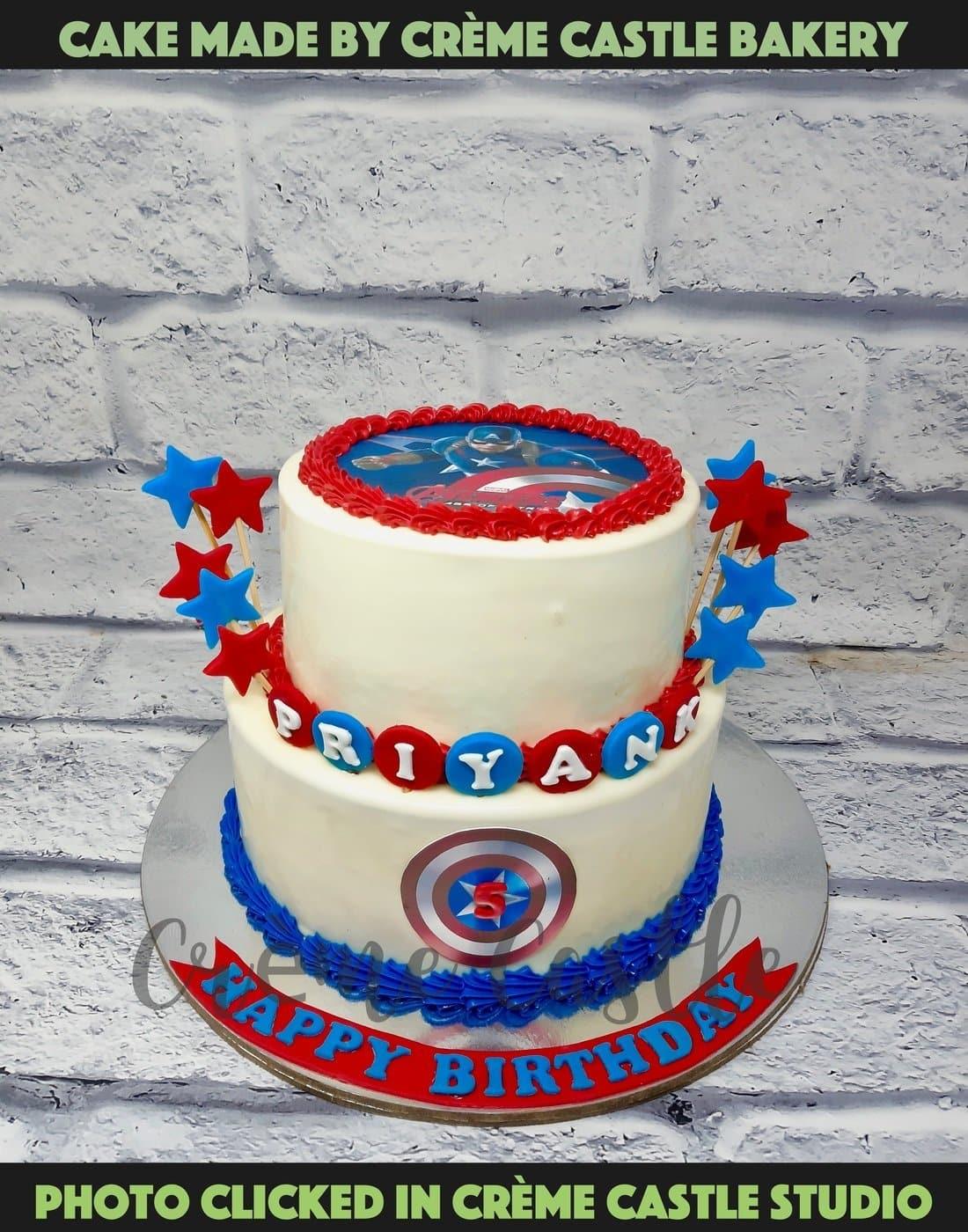 Captain America Theme Cake - Creme Castle