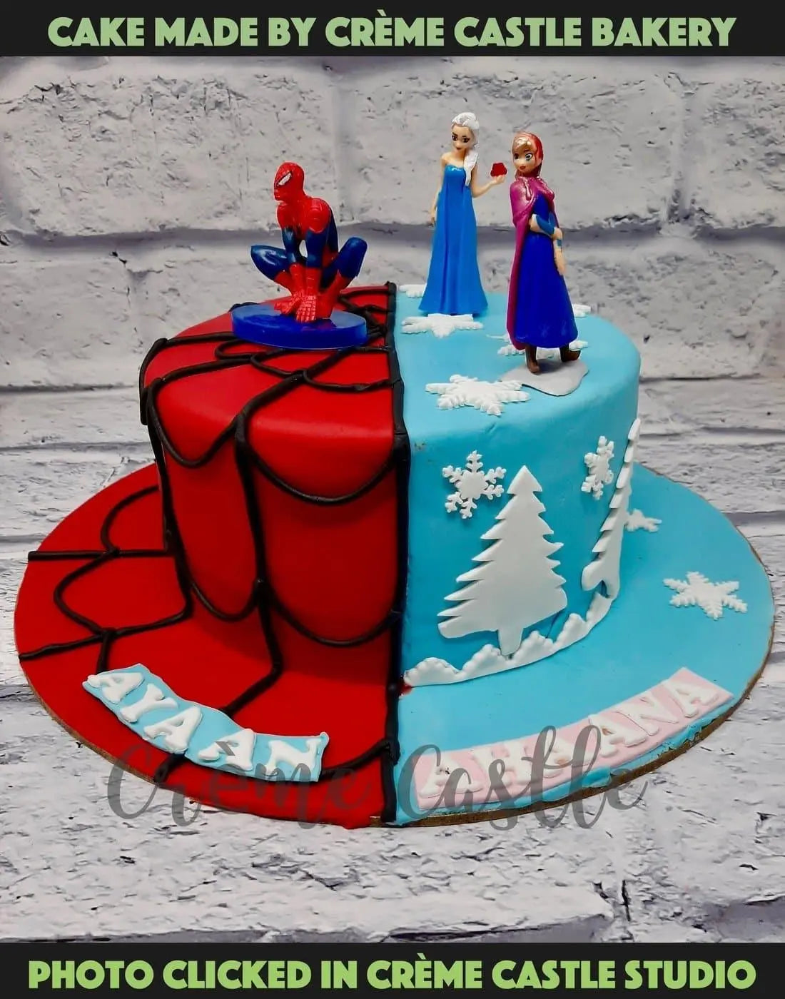 Twins Frozen Superman Cake. Noida & Gurgaon